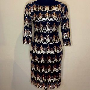 Crystal Doll Gold and Black Bodycon Cocktail dress - Size M